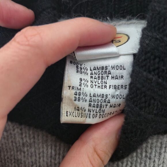 Talbots Gray and Black Cowl Neck Sweater with Penguin Design Vintage Size Large - Picture 3 of 5
